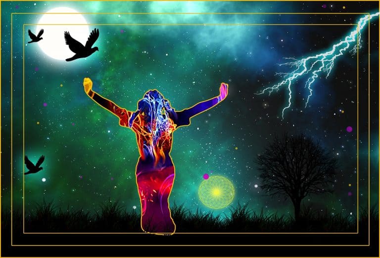 Image of man with arm outstretched in the night, symbolising The great awakening